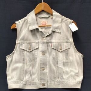 Levi's Blue and White Striped Denim Vest